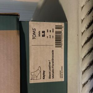 TOMS Black Leather Metallic Brocade Footwear